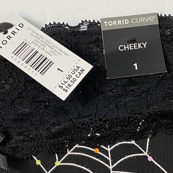 Torrid Curve Cheeky Panties Underwear Plus Sz 1 Spiderweb Halloween Mid Rise NEW - Picture 9 of 11